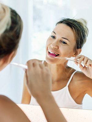 brushing and flossing